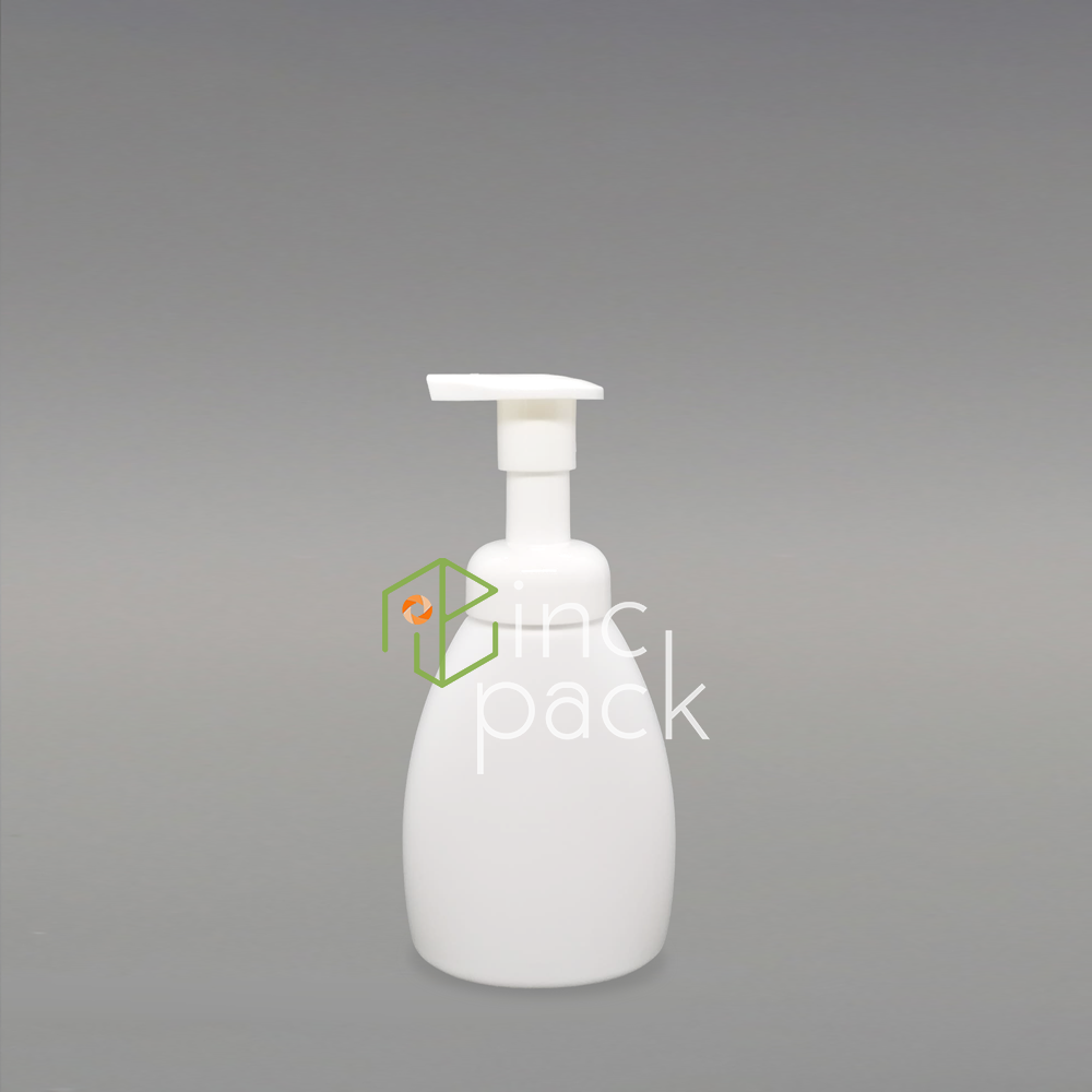 250ml-Foam-Pump-enlarged.png 250ml HDPE White Flat-taper Bottle w/White Foam Pump, 40mm - Image 1