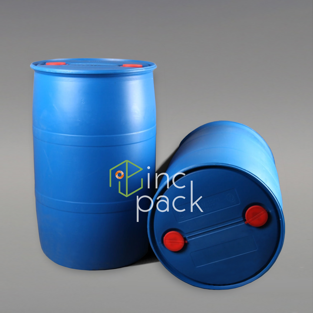 200L Close-Top Plastic Drum with Cap Seal, Blue (Recon)