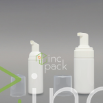 50ml, 100ml PETG White Round Bottle w/White Foam Pump - Image 2
